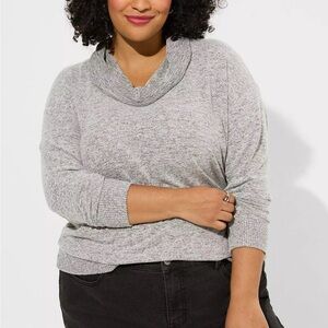 Torrid Super Soft Cowl Neck Tunic Sweater Heather Grey 4X